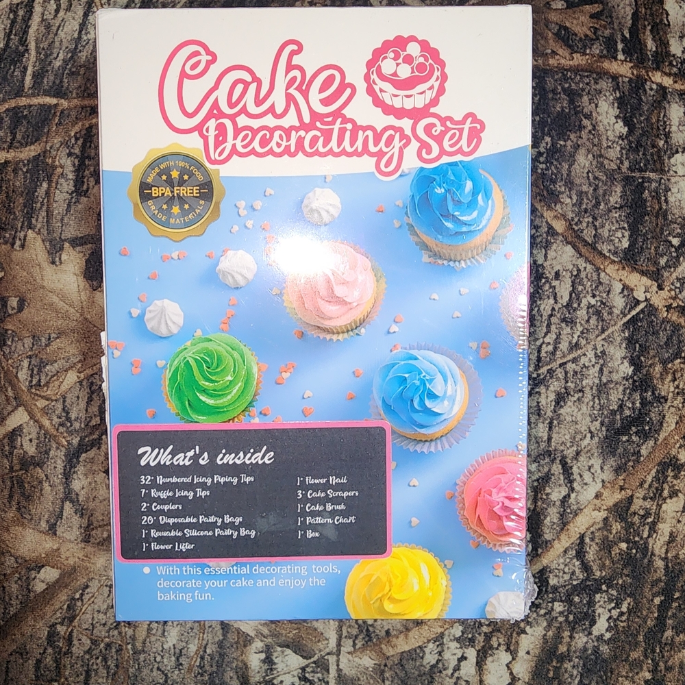 Cake Decorating Set with Pastel Pink, Blue, Green & Yellow Accents